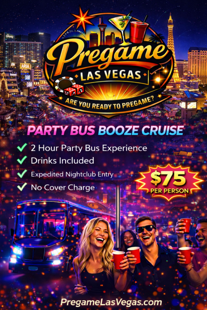 Pregame Party Bus Booze Cruise Experience Flyer.