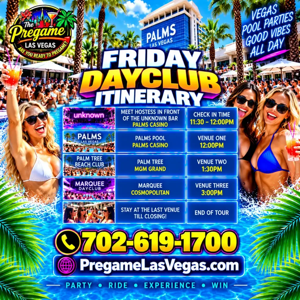 Day club itinerary for Las Vegas Ad
