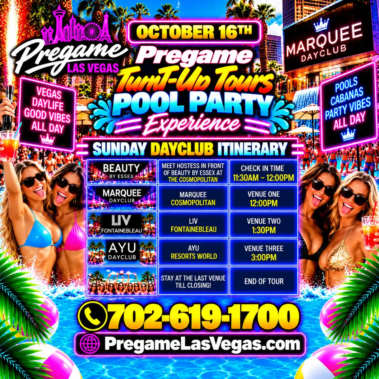 Friday Pregame TurnT Up Pool Party Cub Crawl Tours