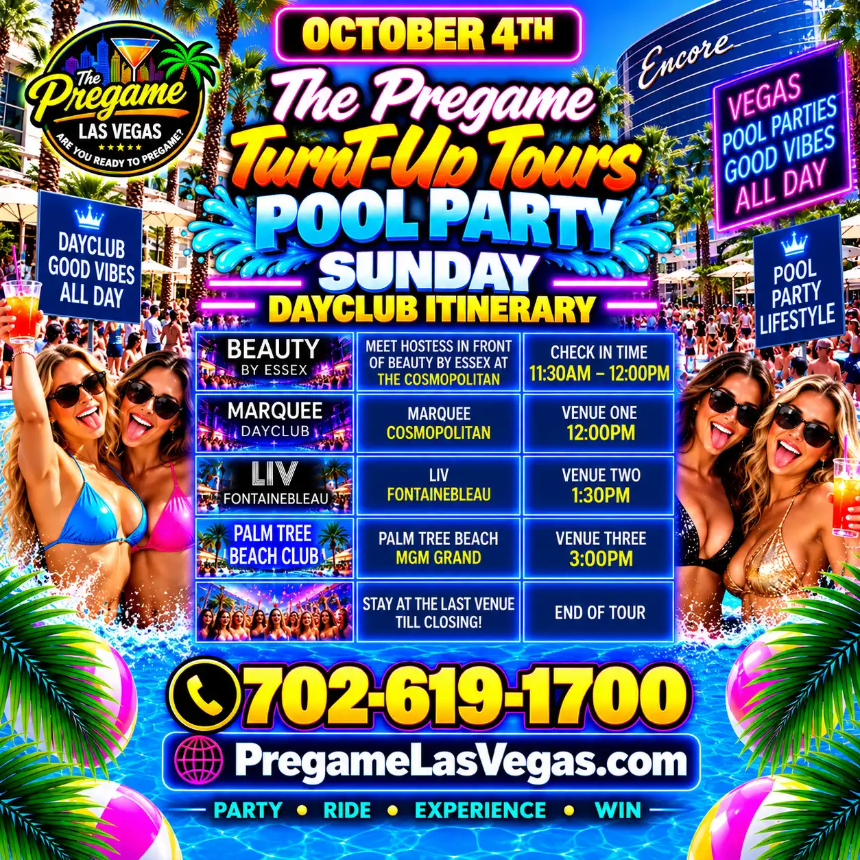 Sunday Pregame TurnT-Up Tours Club Crawl Experience ad in purple.