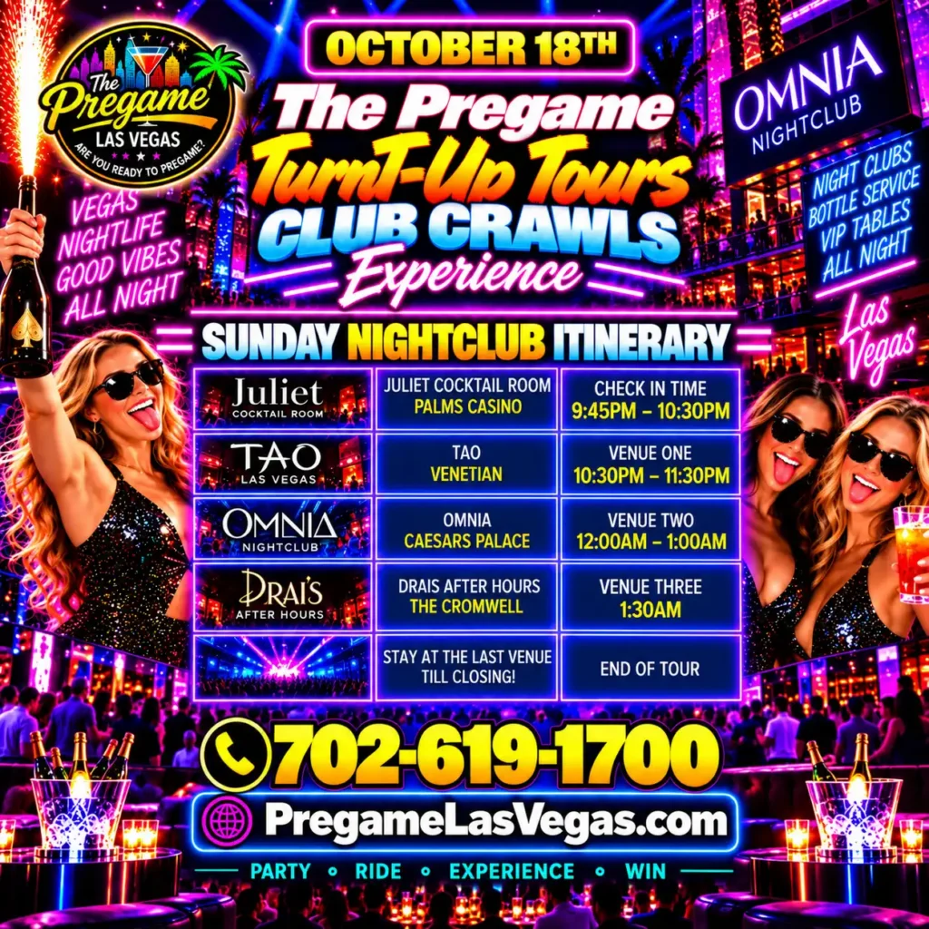 Sunday Pregame TurnT-Up Night Club Crawl Tours.