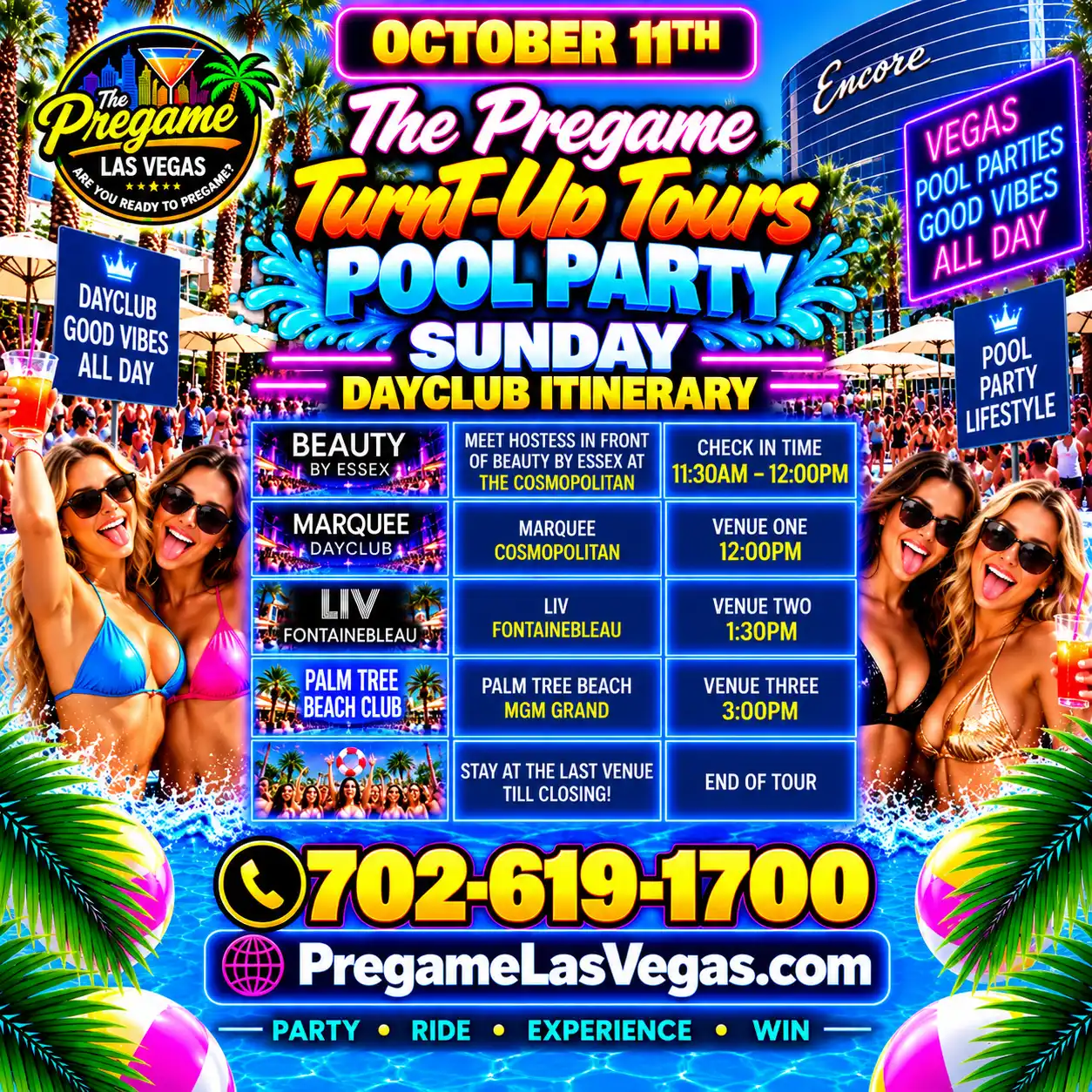 Sunday Pregame TurnT-Up Tours Club Crawl Experience ad in purple.