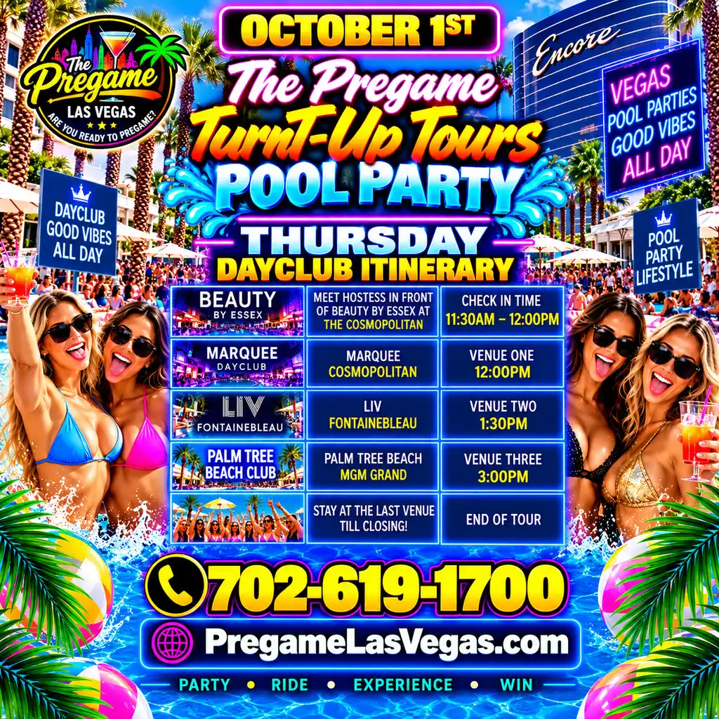 Thursday Pregame TurnT-Up Tours Club Crawl Experience ad in purple.