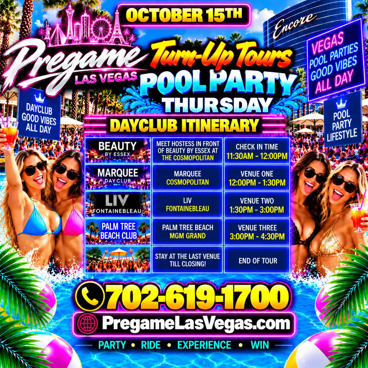 Thursday Pregame Turn-Up Tours Pool Party Experience ad.