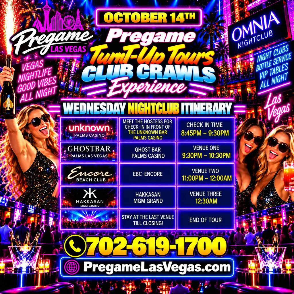 Wednesday Pregame Turn-Up Tours Club Crawls